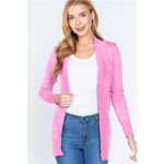 Active Basic Ribbed Trim Open Front Cardigan Photo 2