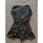 Michael Kors Womens V Neck Mini Dress Silk Blend Black Silver Metallic Sz Xs Photo 8
