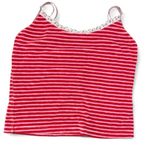 Victoria's Secret Crushed velvet  cropped red and white tank top with lace size M Photo 0