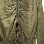 ZARA NEW Khaki Olive Green Silky Satin Cutout Long Sleeve Midi Maxi Dress Sz XS Photo 15