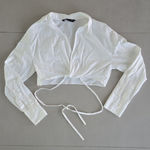 ZARA  Elegant White Tie-Front Crop Top Blouse Size S Photo 0