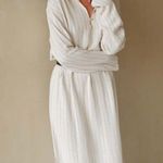 💕DONNI.💕 Pinstripe Tunic Dress ~ Linen Blend Dune Small White Photo 1