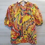 Rachel Zoe {XS} Tropical Parrot Paradise Smocked Top Beaded String Tie Detail Photo 0