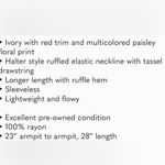 Bila | Ivory Red Boho Paisley Floral Ruffled Sleeveless Tunic Top, Medium Photo 6