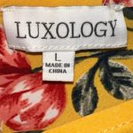 Luxology  Floral  Dress Beige Pink Red High Low V-Neck Belted Size L Elegant Photo 2