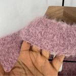 Planet Gold Mauve Pink Soft Fluffy Cutout V Neck Long Sleeve Sweater Photo 2