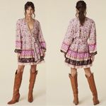 Spell Untamed Tunic Dress Lavender Bohemian Festival Witchy Folk Art Size Small Black Photo 6