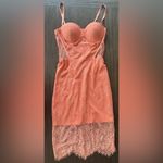 Bebe  Lace Corset Bustier Midi Dress Coral Pink NWT Size 6 Sold Out Photo 3