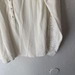 Sundance  Henley Shirt Womens Small White Crochet Lace Sleeve‎ Cottage Boho Top Photo 2