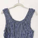 Rachel Parcell [] Scoop Neck Smocked Blue Striped Crinkle Tank Top NWT Size XL Photo 4