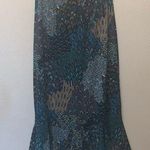 Miss Ashley Peacock Print Ruffle Bottom Stretchy Maxi Office Skirt Brown Size XL Photo 0