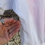 Vintage 80s Dolman Sleeve Windbreaker Blouse blue pink V Floral MEDIUM White Photo 3