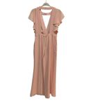 Fame and Partners  Blush Pink‎ Jumpsuit Flutter Sleeve V Neck Size 8 Wide Leg Photo 9