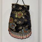 Floral Embroidered Drawstring Bag Black Photo 1