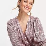 River Island NWT  sequin embellished belted mini dress in pink Photo 4