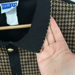 Vintage Cape Cod houndstooth print collared buttoned Sweater size XL Black Photo 8