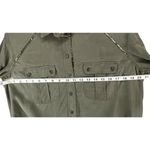 Free People Off Campus Shirt Womens XS Moss Green Tencel Metallic Boho Utility Photo 6