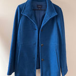Lands' End  Blue/Teal Boiled Wool Blend Women's Peacoat 12T Photo 0
