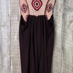 Copper Key Size Small Brown & Tan & Pink Tunic Top Crochet Neck Racerback Photo 1
