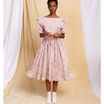 Horror Vacui Dorothy Ruffled Floral Cotton Poplin Midi Dress Size Medium Photo 10