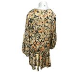 Outrageous Fortune Multicolor Satin Camo Long Balloon Sleeve Mini Shift Dress 18 Photo 1