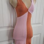Princess Polly  Sienna Tank Bodycon V Neck Mini Dress Orange & Pink Sz S/M Photo 0