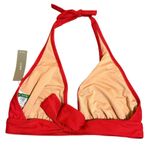 NWT J.Crew Halter Tie Bikini Top Small Red Lined Beach Swim Classic Ocean UPF Photo 1