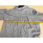 AQUA  Women's Crochet Trim Long Sleeve Button‎ Down Shirt - Blue Photo 7