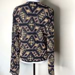 Art Deco Beaded Geometric Pattern Round Neck Jacket Black Photo 5