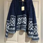 a.n.a . BLUE PATTERNED LADIES WOMENS FUZZY SWEATER CARDIGAN SIZE small Photo 2