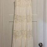 Signature By Robbie Bee White Lace Tank Boho Maxi Dress Stretchy Boho Size Small Photo 0