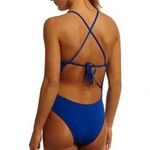 NWOT EQ Viva Swimwear Tie Back Training Swimsuit in Bright Blue Size 38 Photo 1
