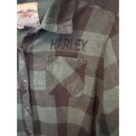 Vintage Harley Davidson Plaid Flannel Shirt Snap Buttons Long Sleeve Size L Green Size L Photo 1