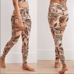 Aerie Beige Black Leaf Print High Rise Leggings Ankle Women's Size Small Photo 1