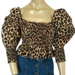 ZARA Leopard Print Puff Sleeve Top S Photo 1
