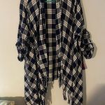 JODIFL womens shacket medium Plaid Light Weight Fringe Adjustable Sleeves Size Medium Photo 0