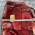 Anne Klein  Dark Red Faux Patent Croc Leather Handbag w Gold Colored Accents Photo 8