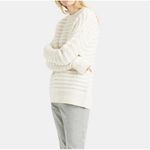 Theory 100% Cashmere Ivory Striped Knit Pullover Sweater Women's Size S $395 Photo 1