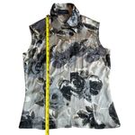 Piazza Sempione Size 2 Sleeveless Silk Button Up Vest Gray Rosette Floral Print Photo 4