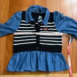 Alice Blue NWT  Cropped Sweater Vest with Denim sleeves size L Photo 8