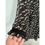 ZARA  Basic Sheer Black Long Sleeve Belt‎ Print Babydoll Shift Mini Dress Size M Photo 5