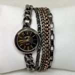 Decree  women’s black tone watch 25mm quartz multilayered chain bracelet running Photo 0