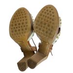 Car Shoe Women's White Brown Studded Ankle Strap Stack Heel Sandals Size 8.5 Photo 4