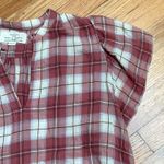 Birds of Paradise Trovata plaid short sleeve cotton top size medium Red Photo 3
