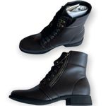 Dottie boot brown side zipper combat lace up round toe low heel boot Sz 7 Photo 27