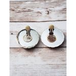 Vintage Clip On Earrings Large Statement Unusual Pink & Light Gold Tone 1.75" Photo 2