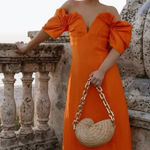 Cult Gaia  'Muna' Papaya Off-The-Shoulder Strapless Midi Dress Size 4 Photo 0