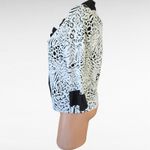 Ravel Animal Print Ruffle Trim Blouse Top Medium Career Casual White Photo 2