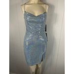 City Studio NWT Metallic Pale Blue Metallic Slip On Mini Dress In Size L Photo 2