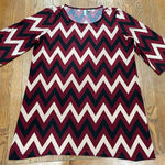 Tacera  Burgundy and Cream Zigzag Top Photo 0
